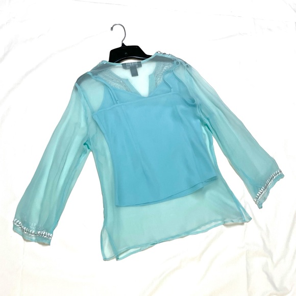 Embellished tunic & matching cami set. Color Aqua Sz PM - Picture 11 of 12